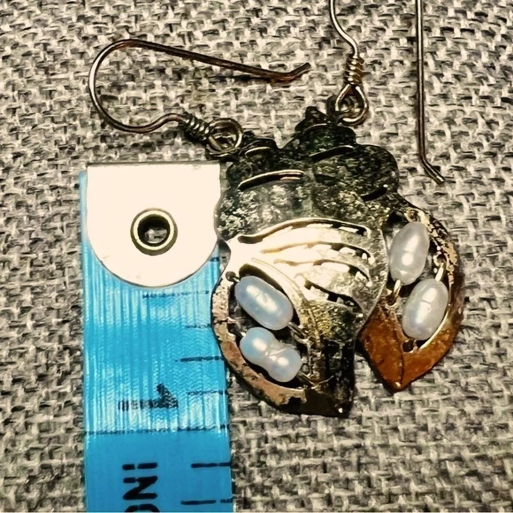 Wild Byrde Conch Shell Dangle Earrings Pearl French Hook Seashell Eclectic Artsy